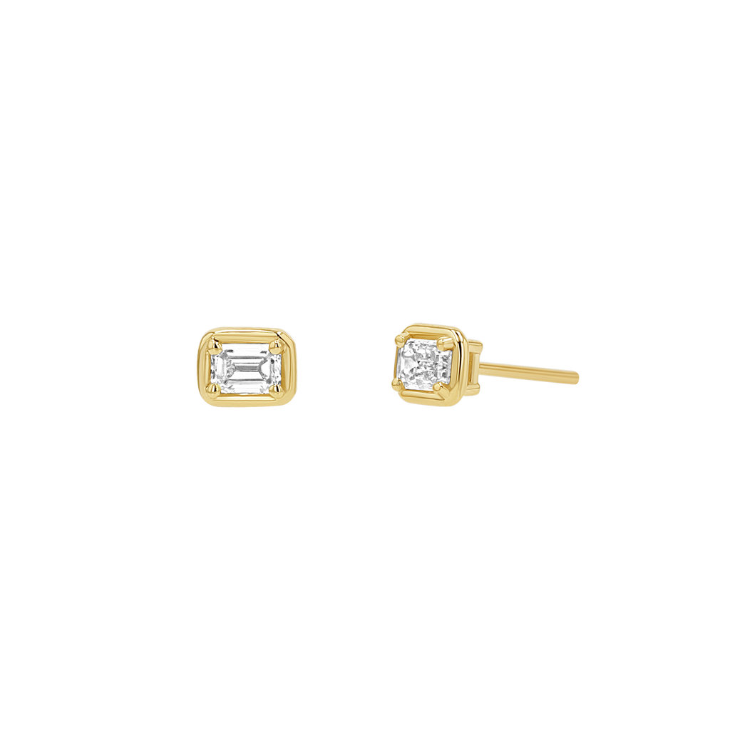 Emerald Diamond Stud Earrings E349