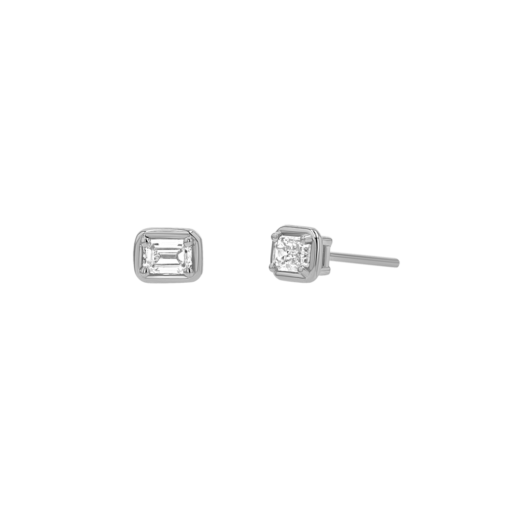 Emerald Diamond Stud Earrings E349