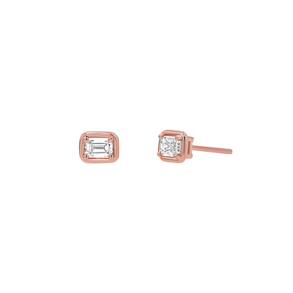 Emerald Diamond Stud Earrings E349