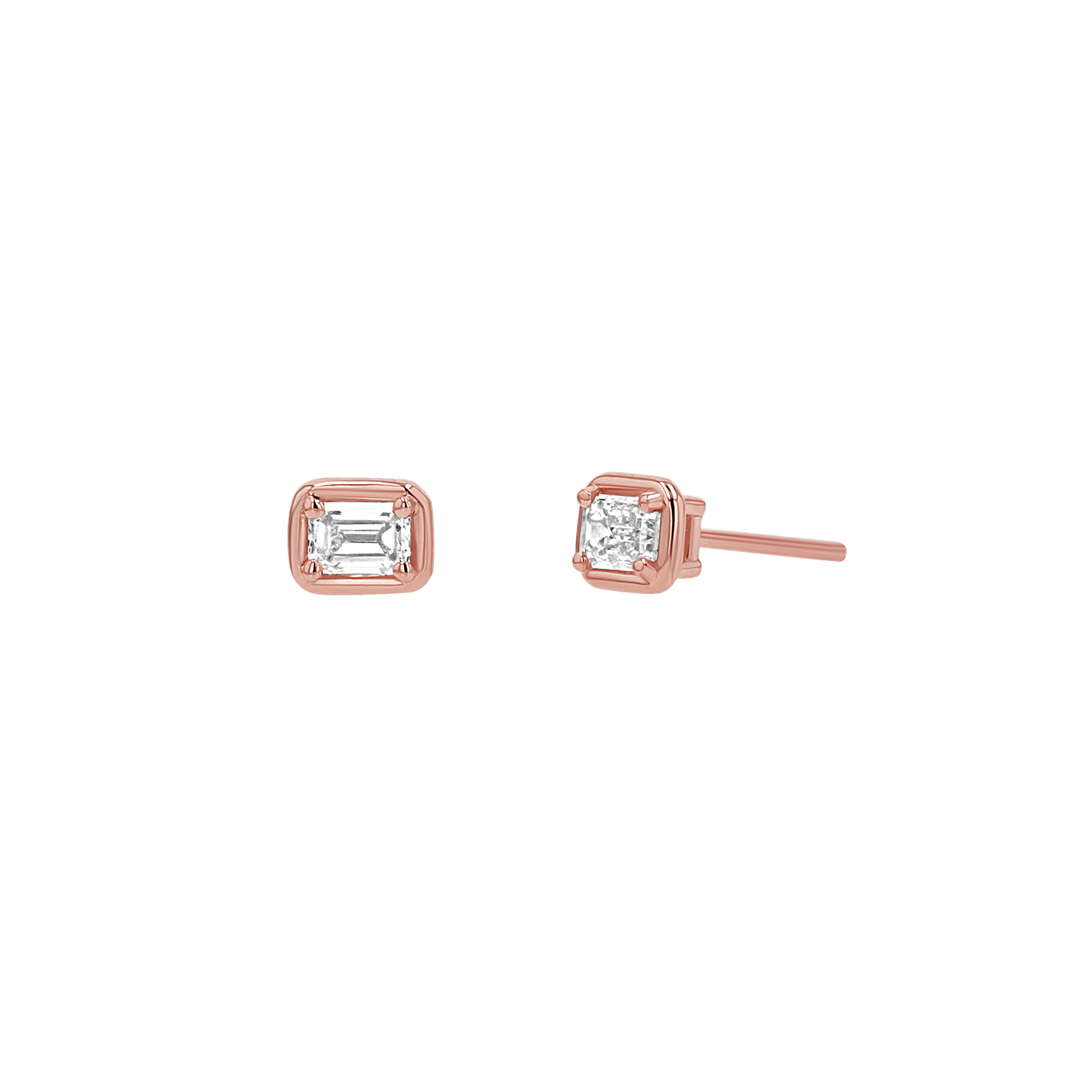 Emerald Diamond Stud Earrings E349