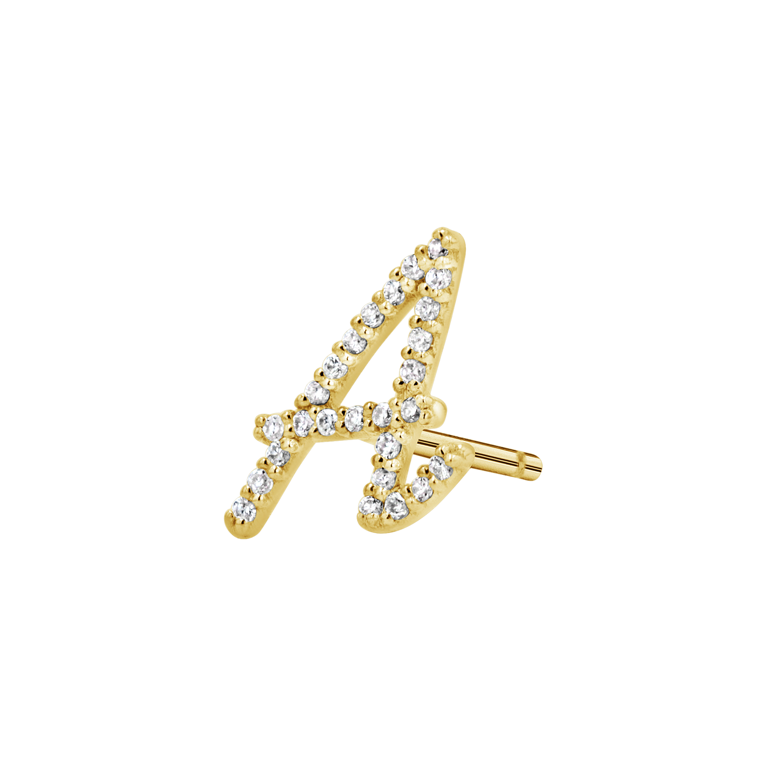 Diamond Pave Script Letter Stud Q84673