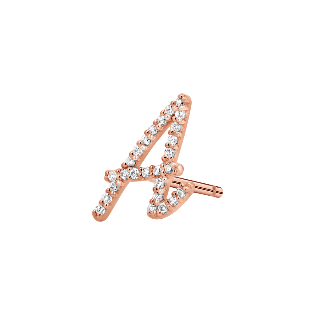 Diamond Pave Script Letter Stud Q84673