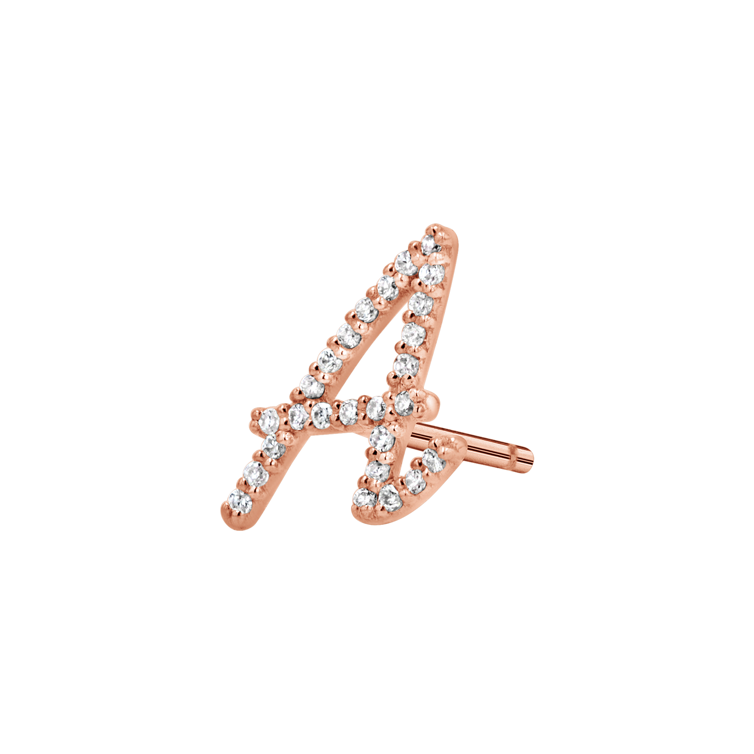 Diamond Pave Script Letter Stud Q84673