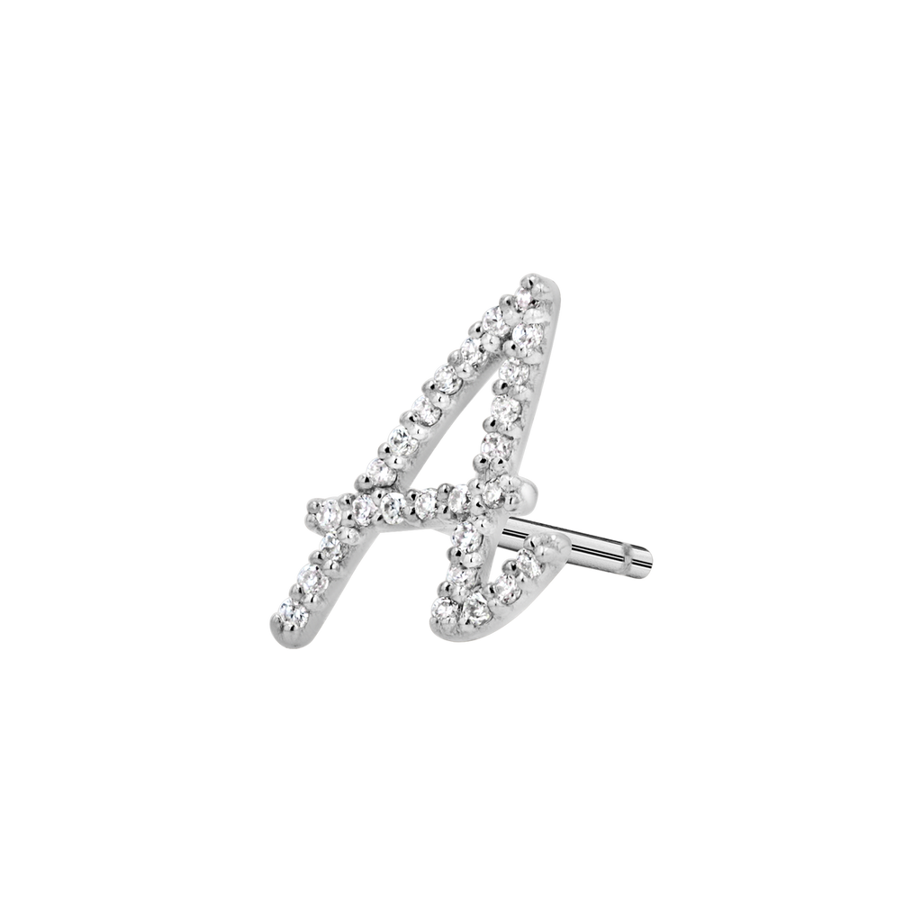 Diamond Pave Script Letter Stud Q84673