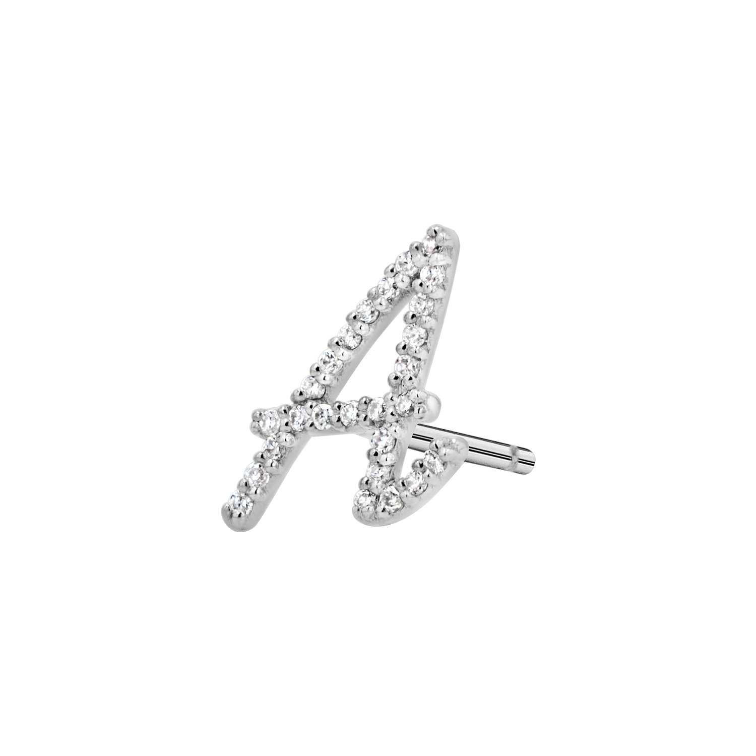 Diamond Pave Script Letter Stud Q84673