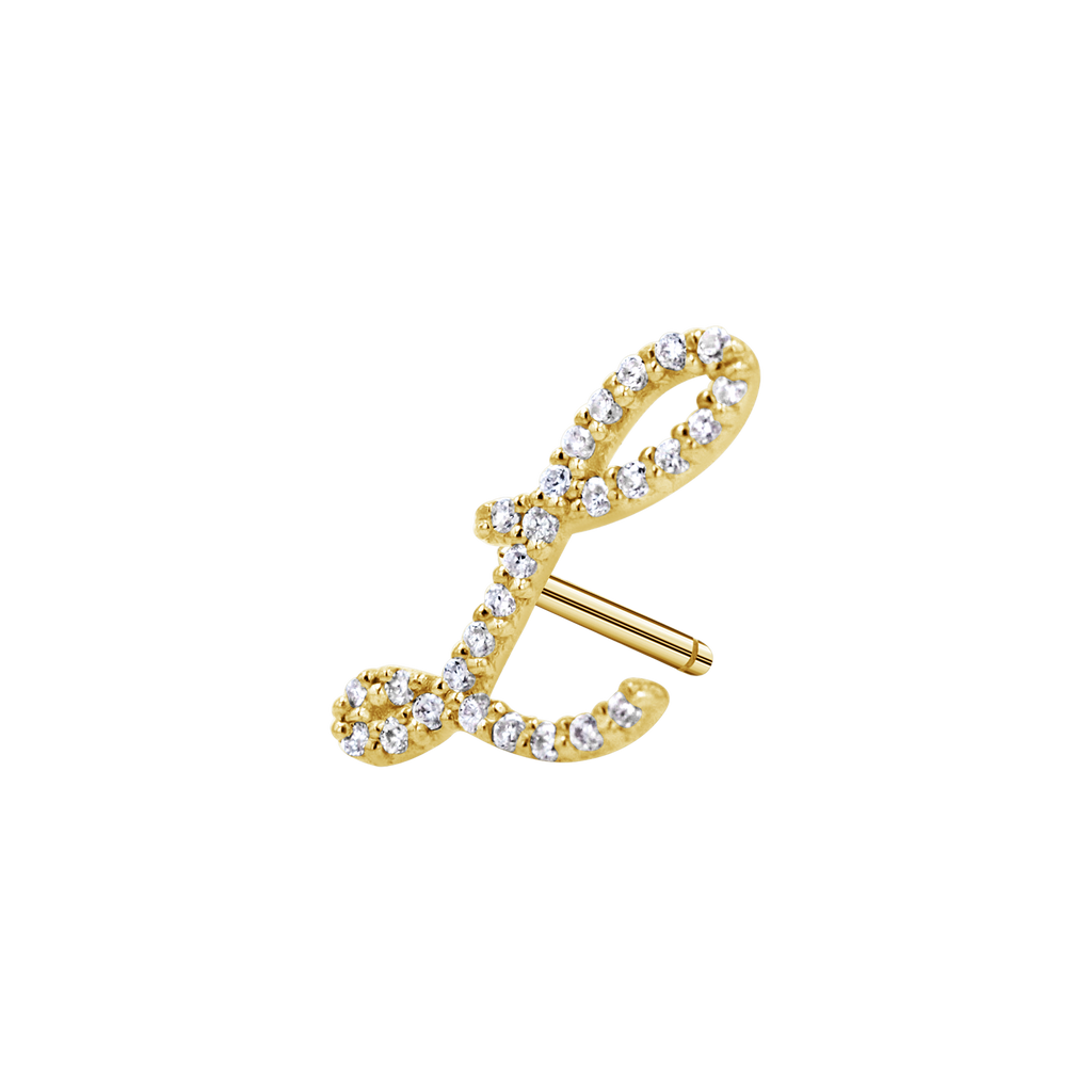Diamond Pave Script Letter Stud Q84673