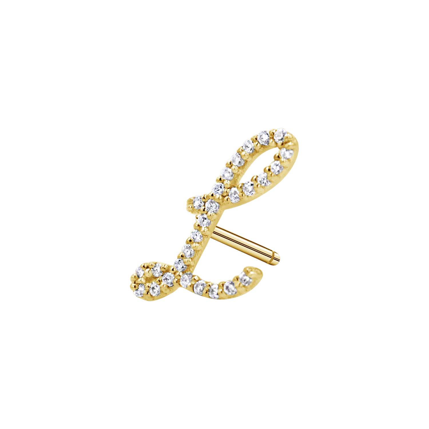 Diamond Pave Script Letter Stud Q84673
