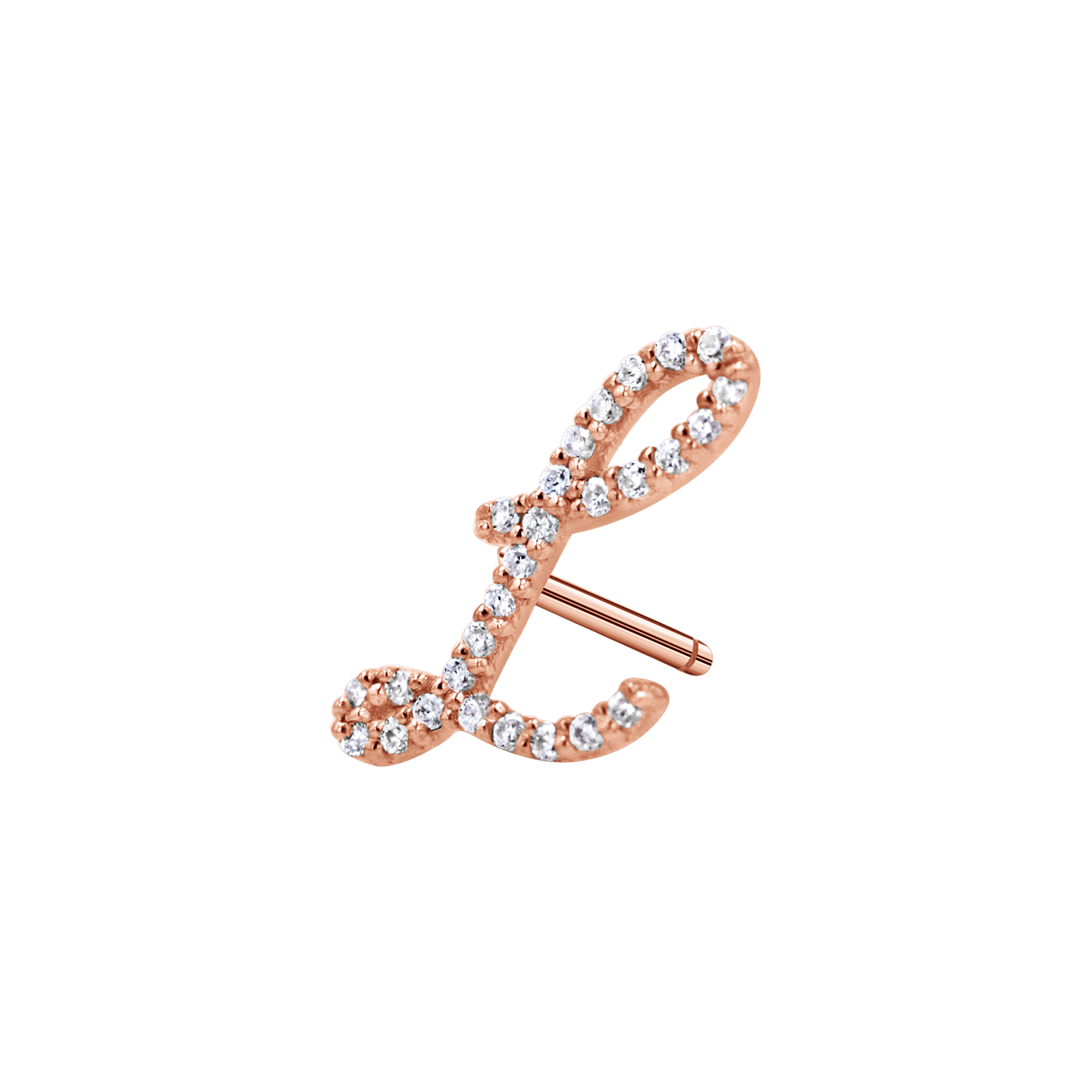 Diamond Pave Script Letter Stud Q84673