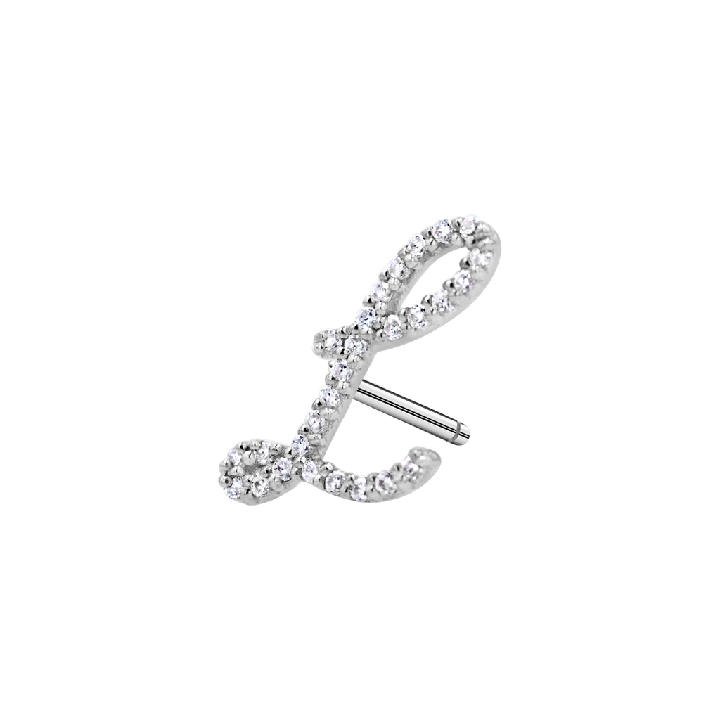 Diamond Pave Script Letter Stud Q84673