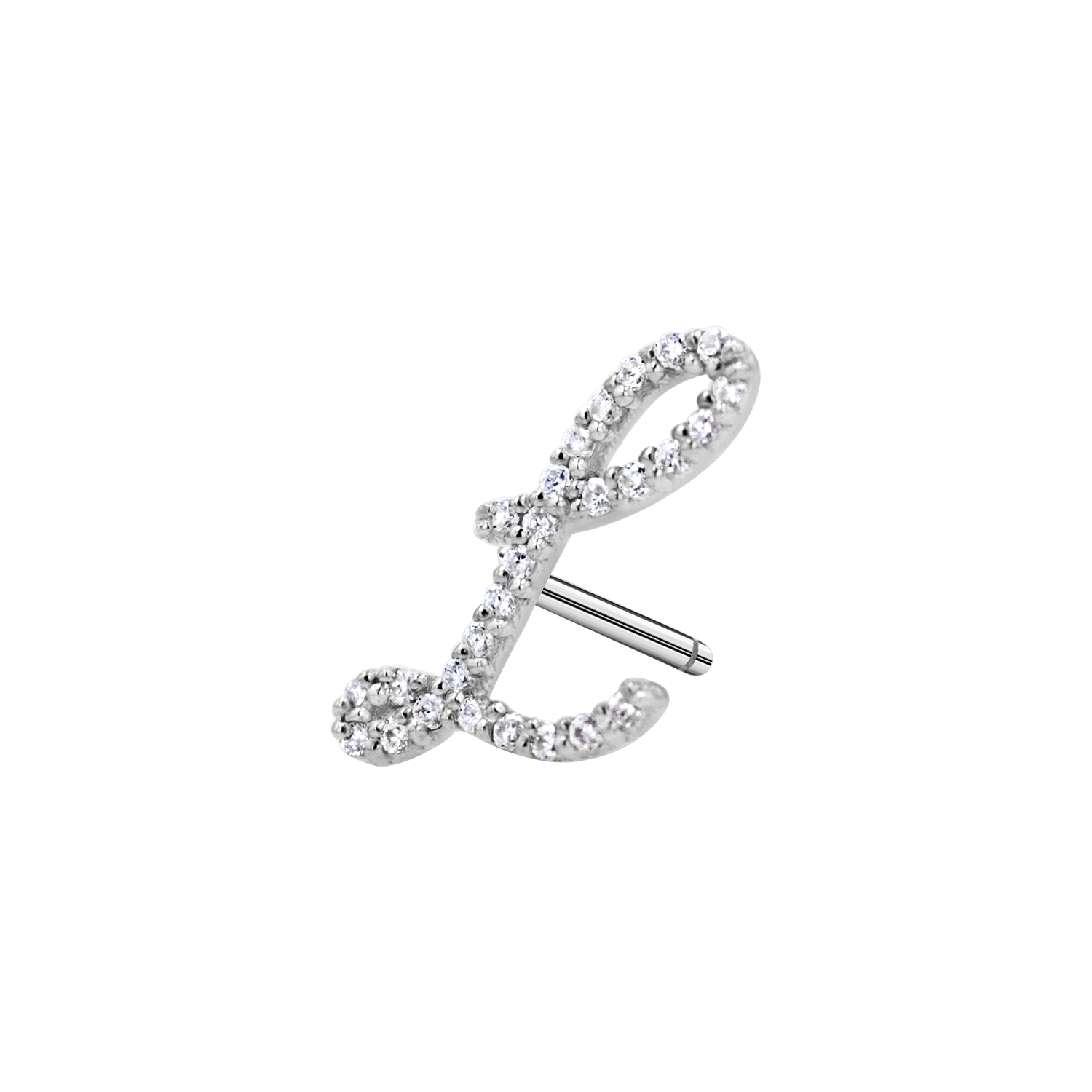 Diamond Pave Script Letter Stud Q84673