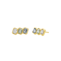 Emerald Cut Blue Sapphire Trio Earrings L2263