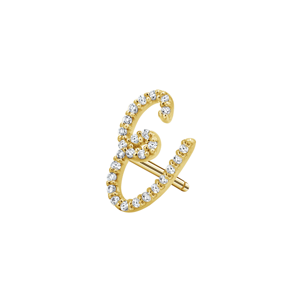 Diamond Pave Script Letter Stud Q84673