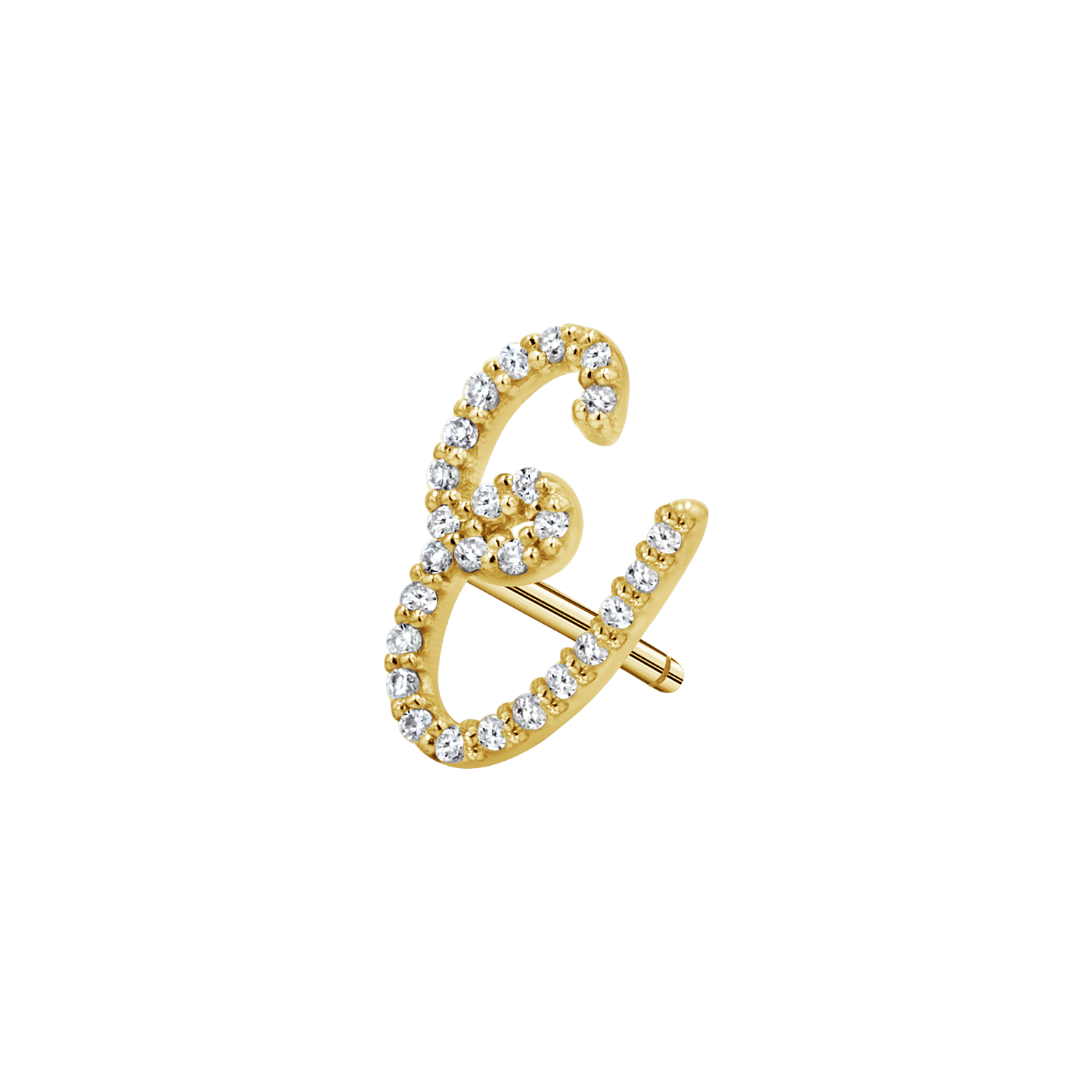 Diamond Pave Script Letter Stud Q84673