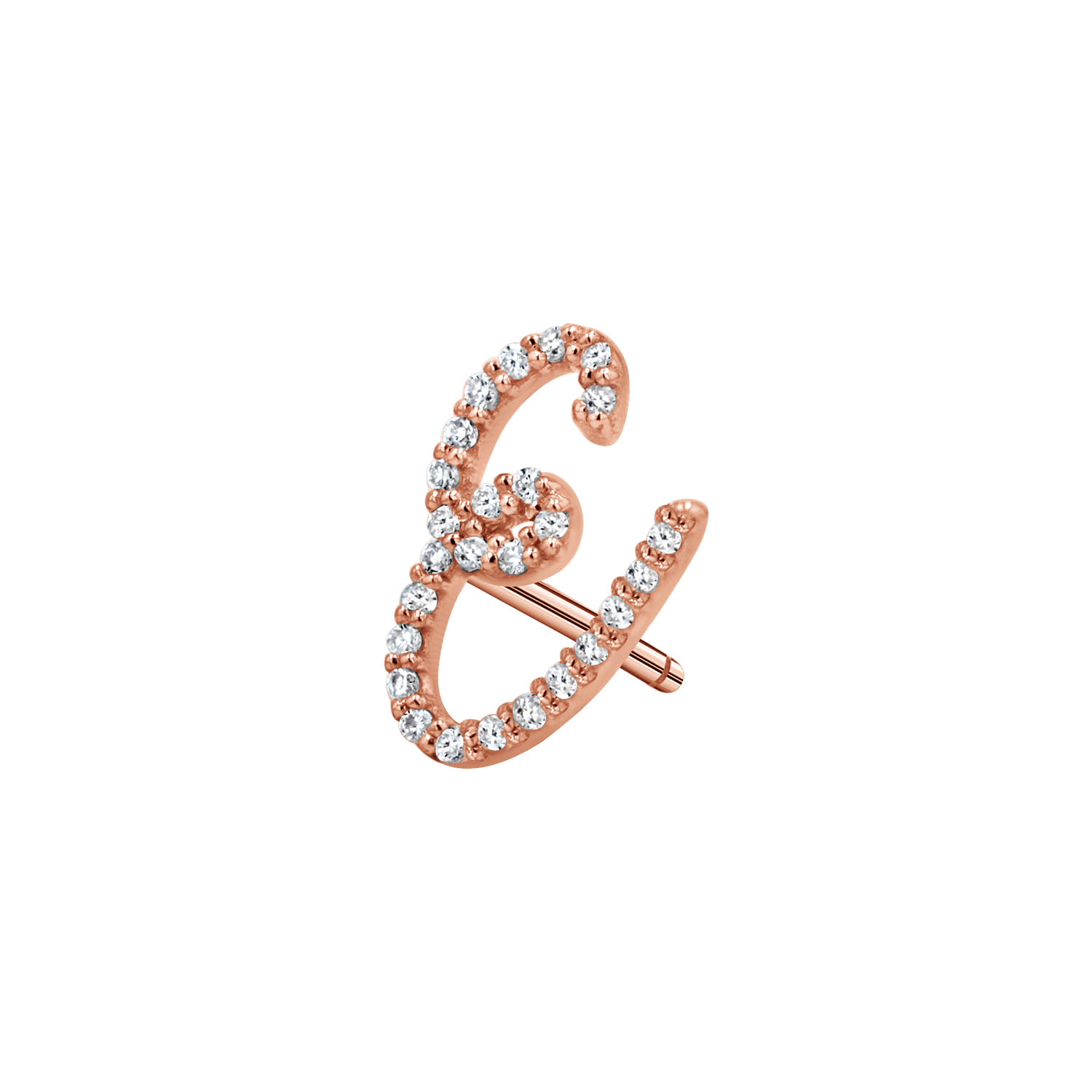 Diamond Pave Script Letter Stud Q84673
