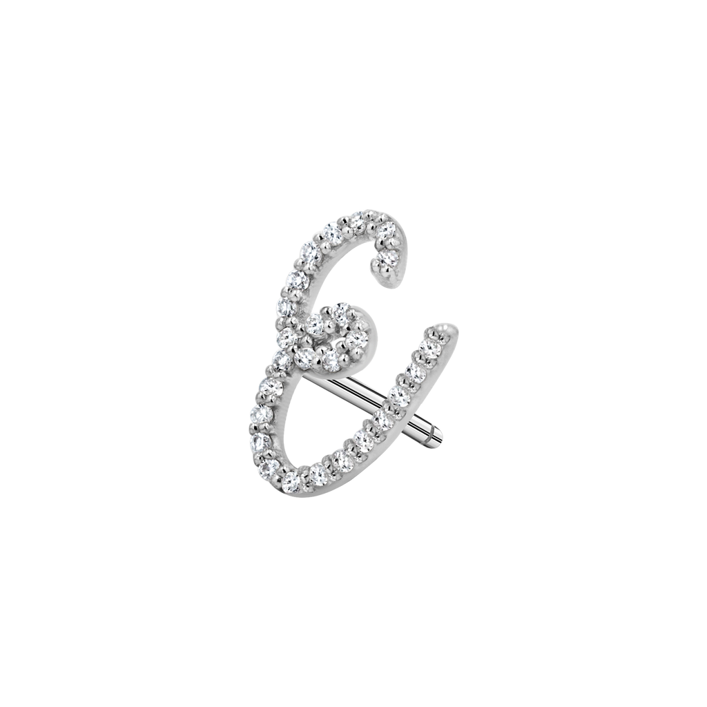 Diamond Pave Script Letter Stud Q84673