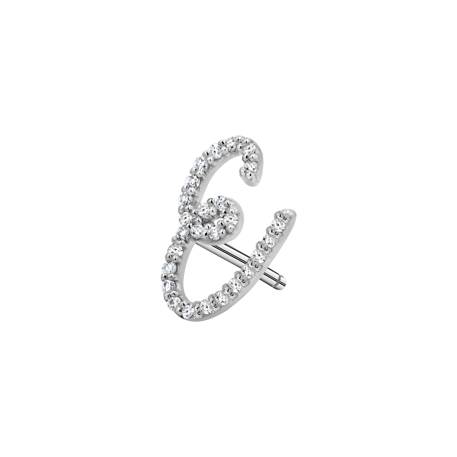 Diamond Pave Script Letter Stud Q84673