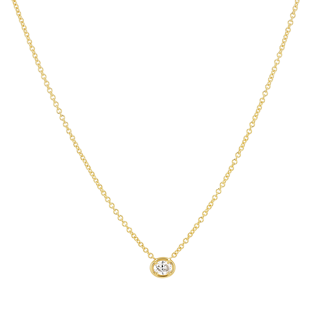 Oval Diamond Solitaire Necklace H211