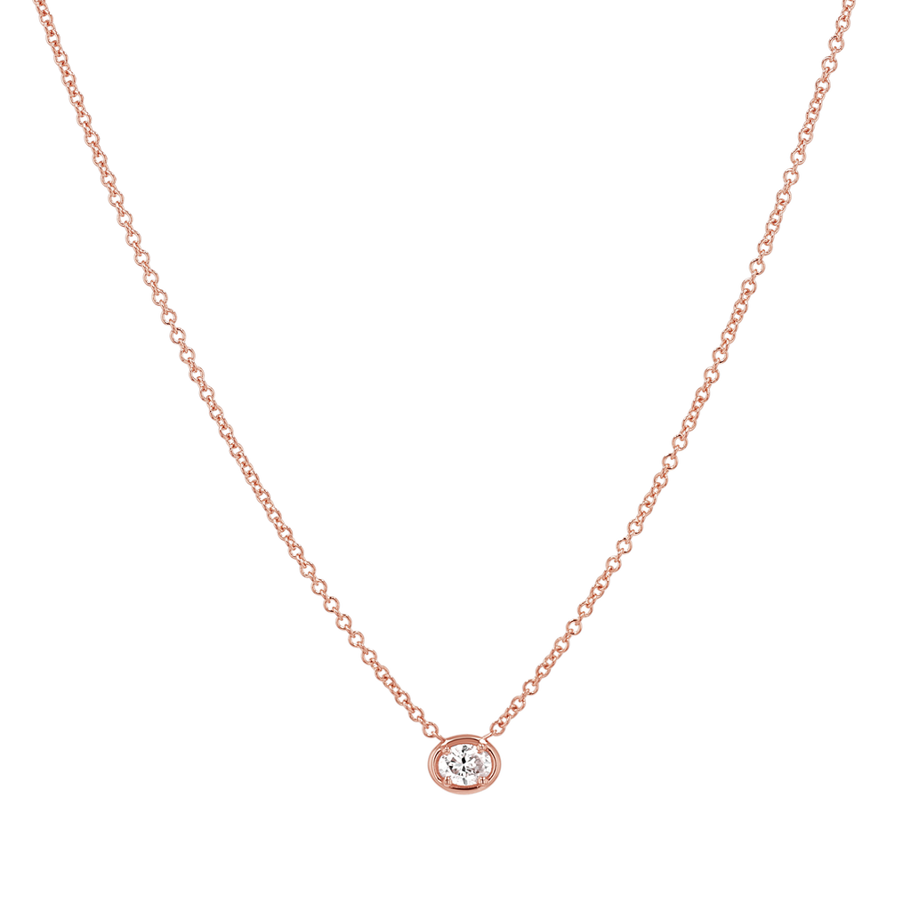 Oval Diamond Solitaire Necklace H211