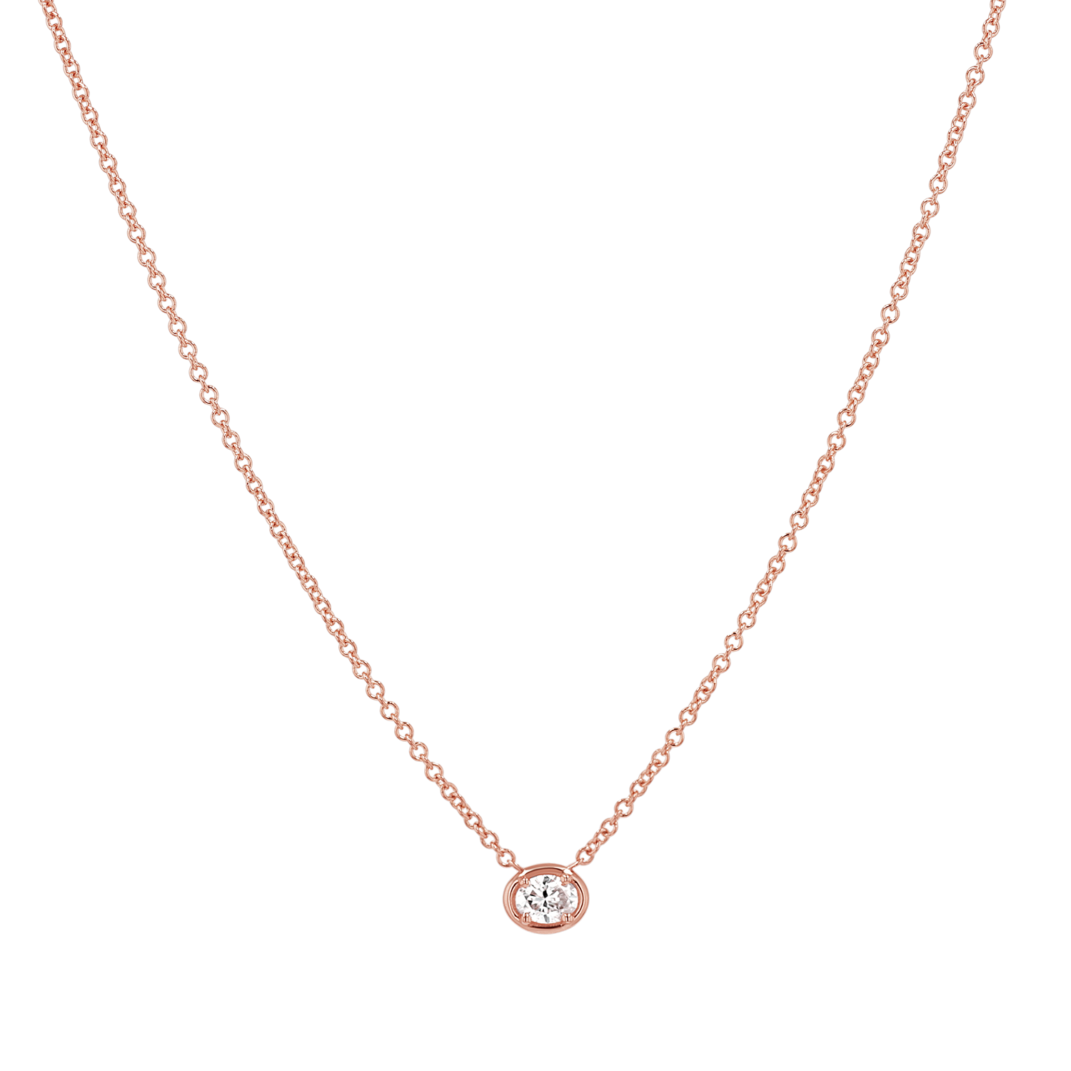 Oval Diamond Solitaire Necklace H211