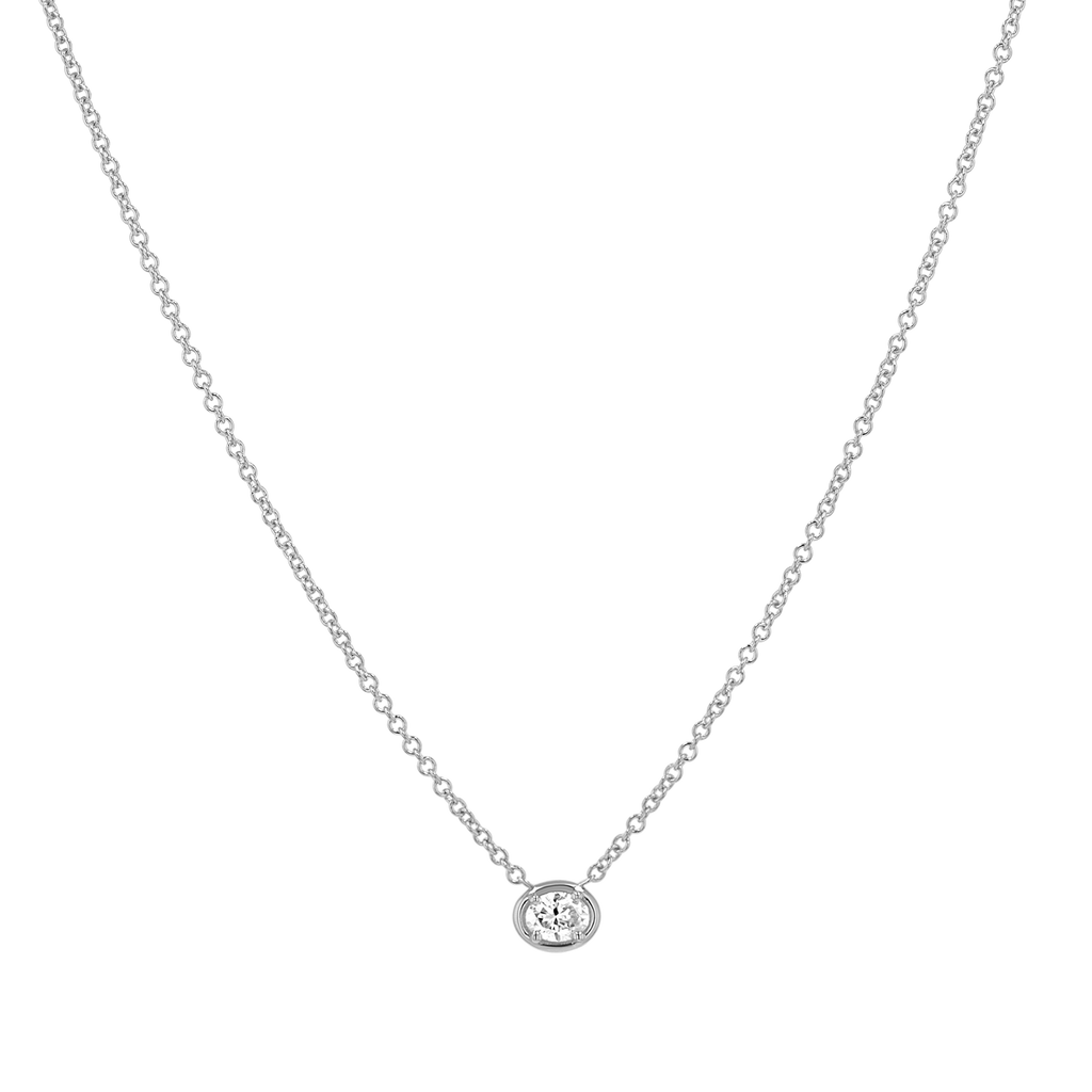 Oval Diamond Solitaire Necklace H211