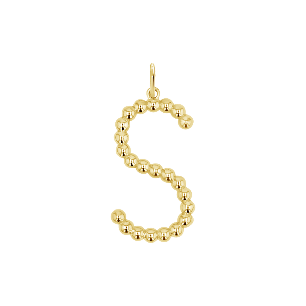 Gold Bead Letter Charm H1949