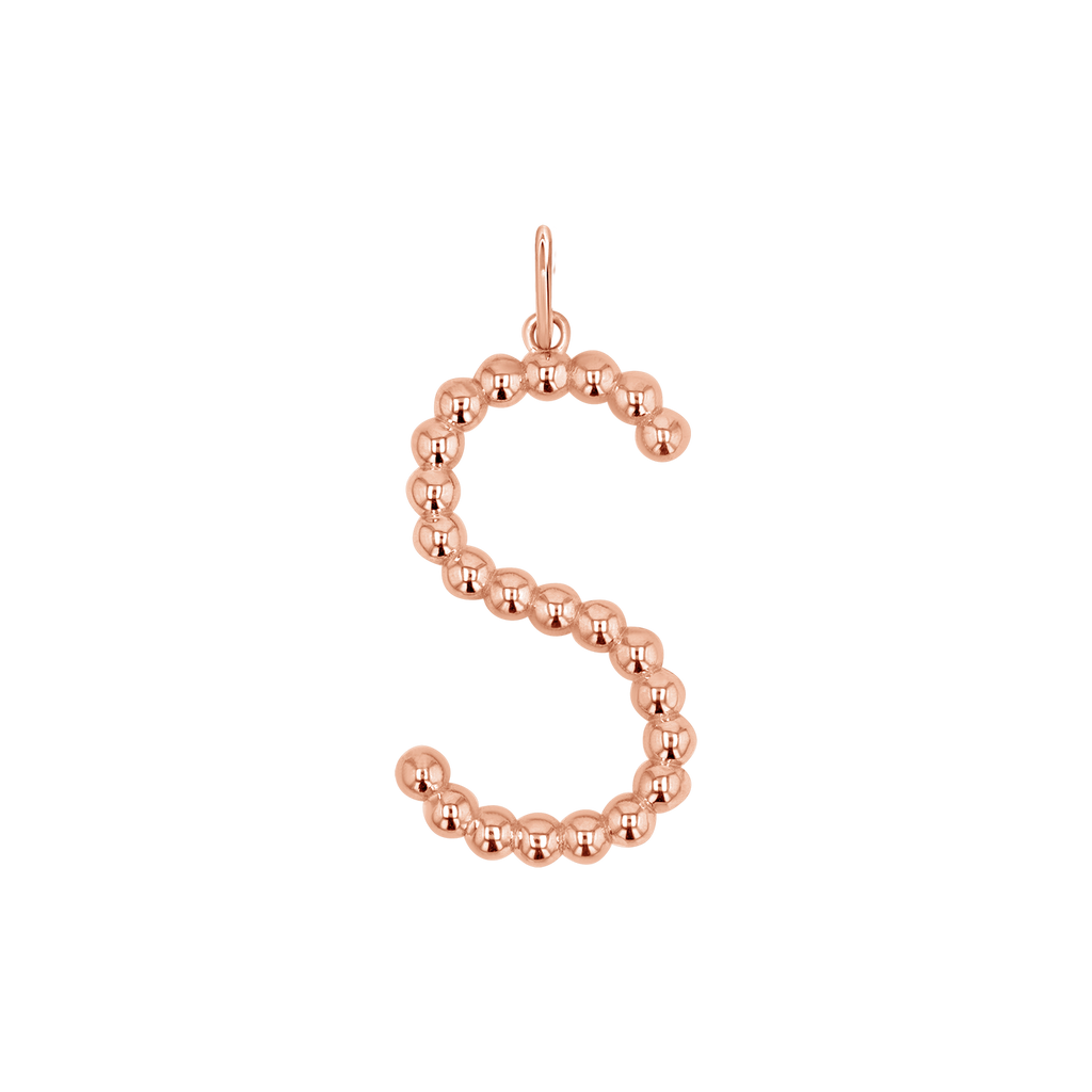 Gold Bead Letter Charm H1949