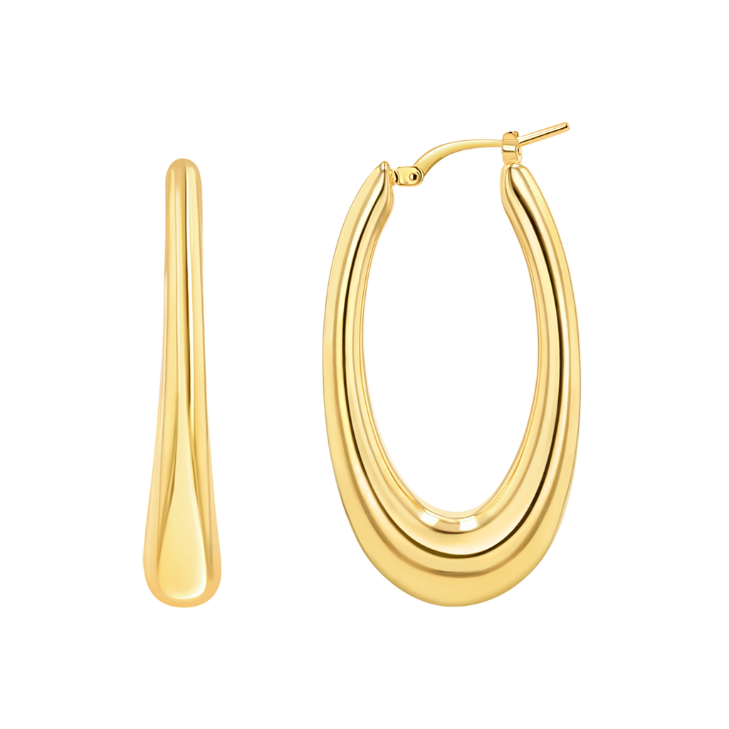 Oval Curved Hoop Earrings D661