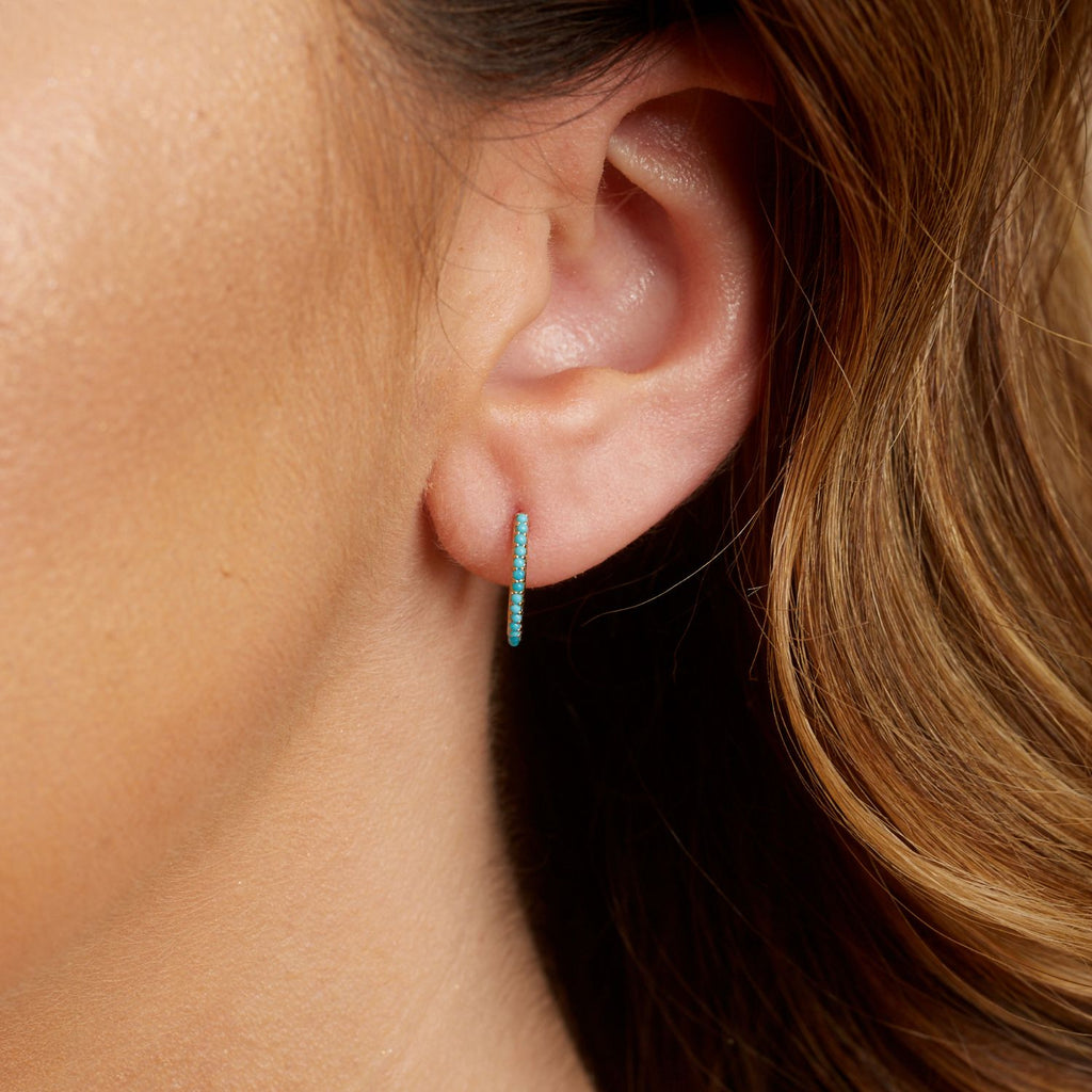 Turquoise Huggie Hoop Earrings O74547