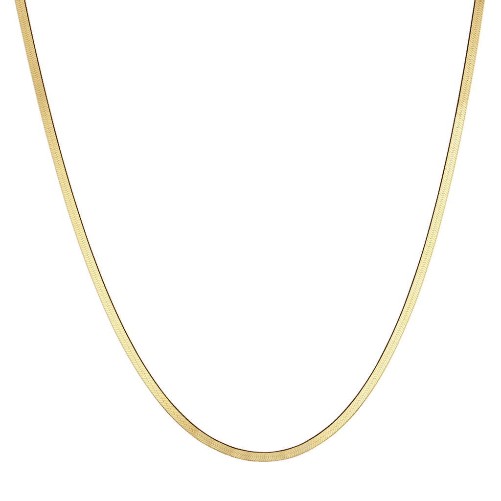 14K Gold Thin Herringbone Necklace 3mm G89022