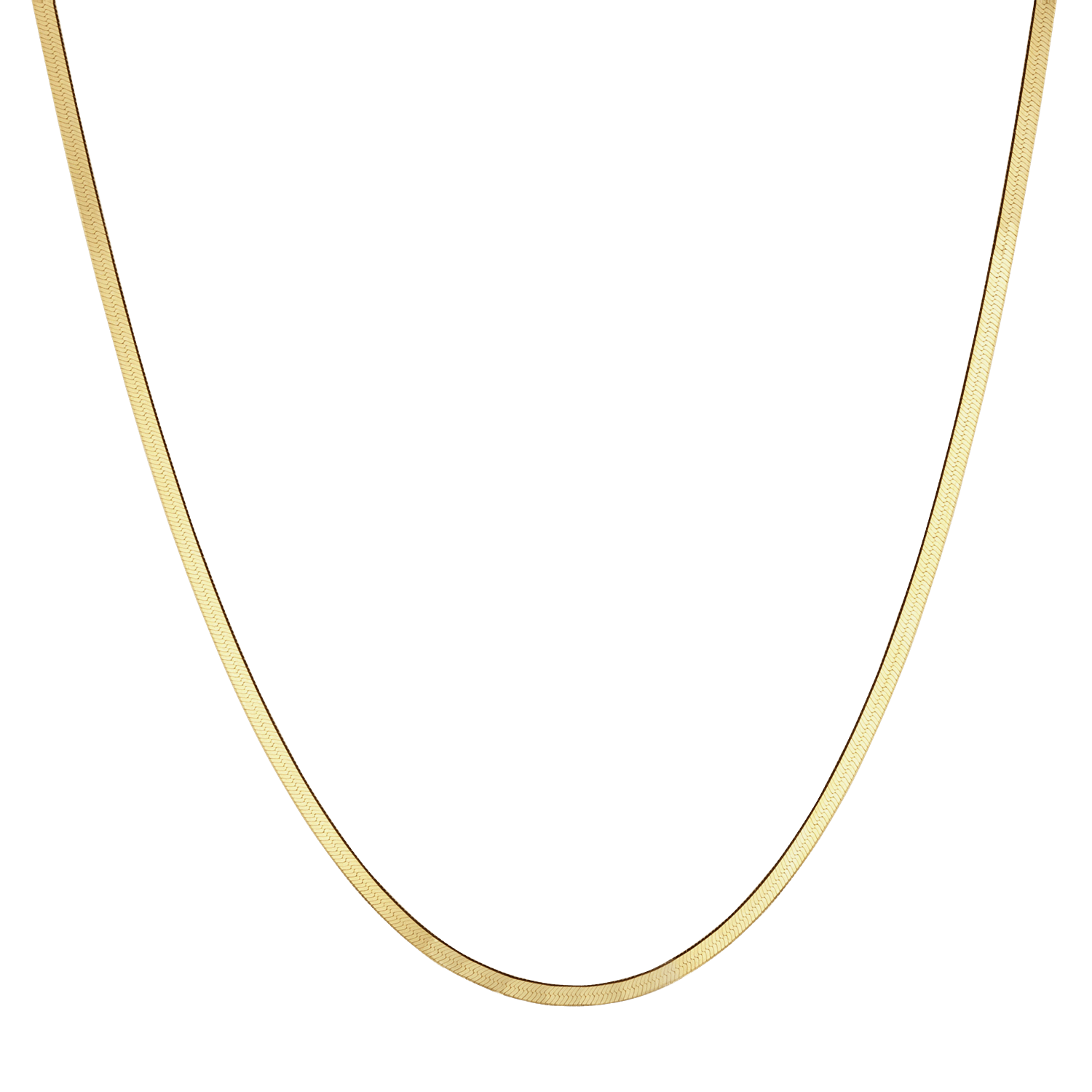 14K Gold Thin Herringbone Necklace 3mm G89022