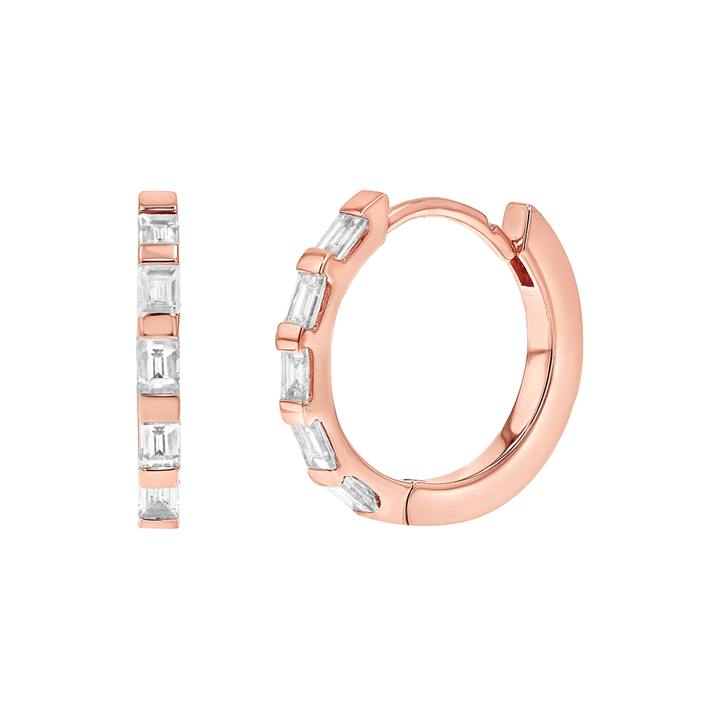 Baguette Huggies Hoop Earrings J8396