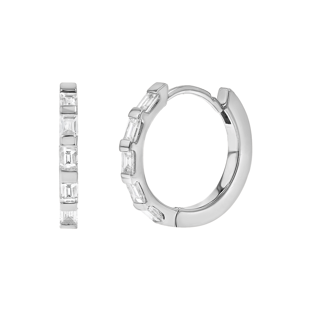 Baguette Huggies Hoop Earrings J8396