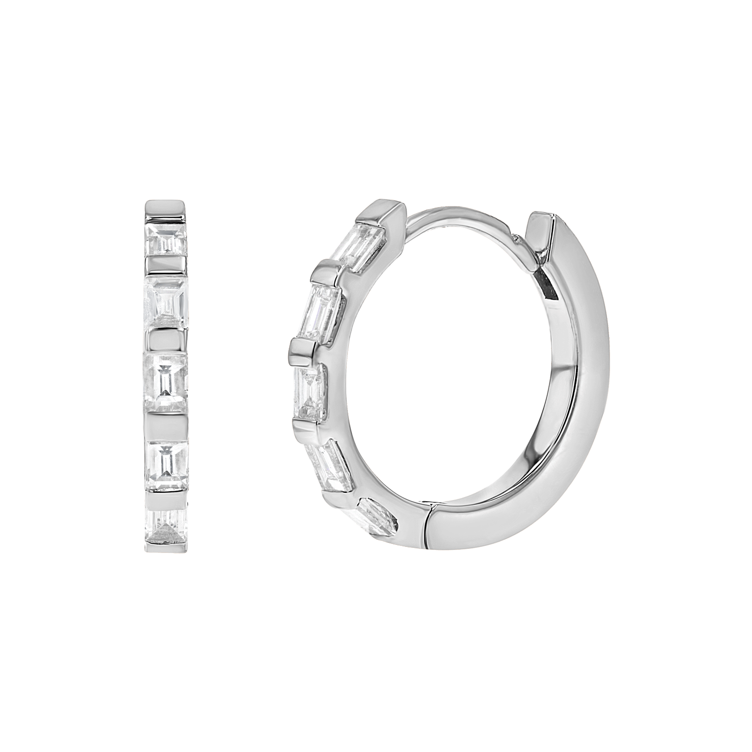 Baguette Huggies Hoop Earrings J8396