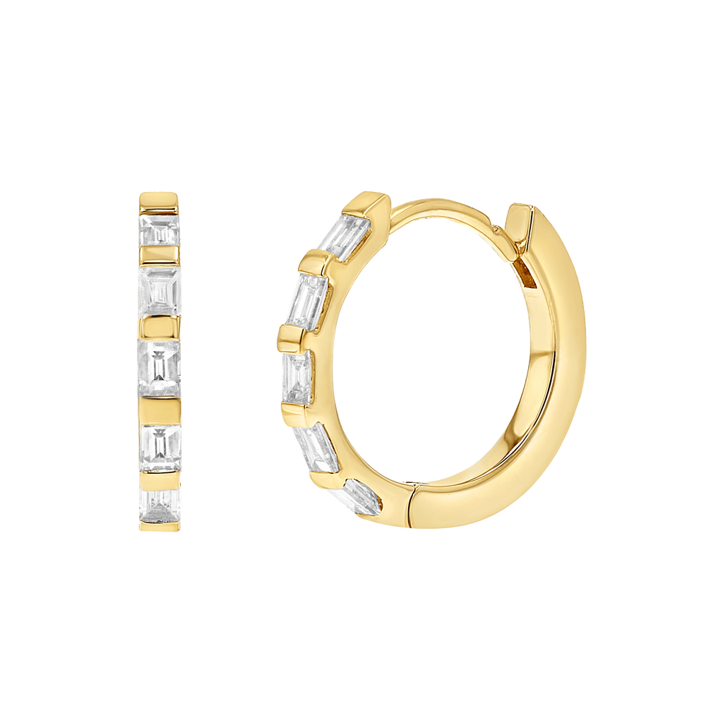 Baguette Huggies Hoop Earrings J8396