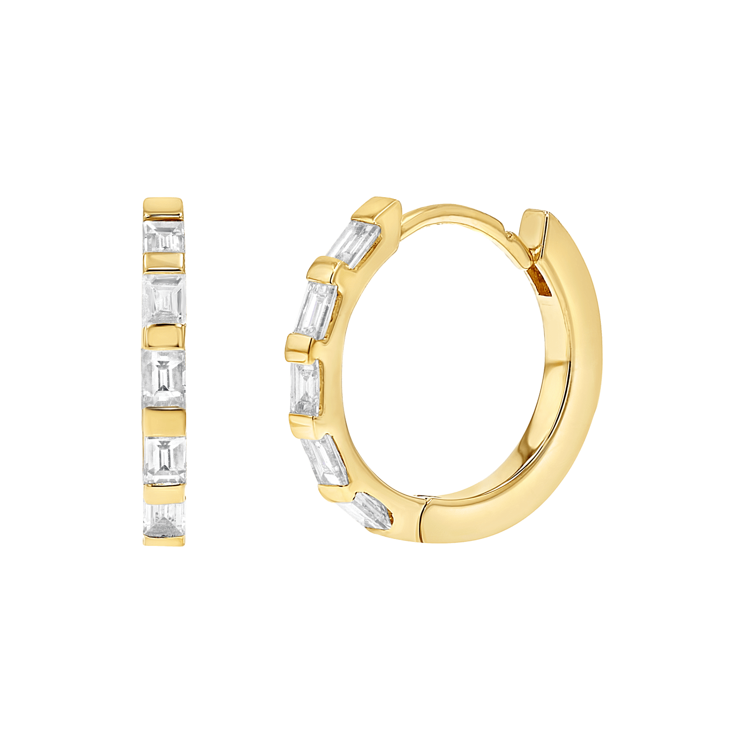 Baguette Huggies Hoop Earrings J8396