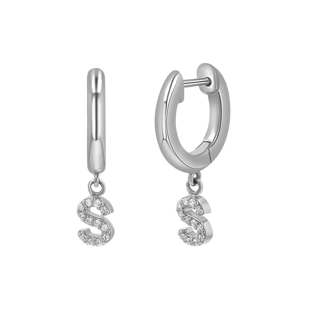 Diamond Initial Charm Drop Huggies H10683