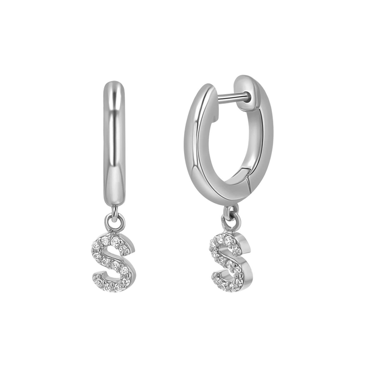 Diamond Initial Charm Drop Huggies H10683