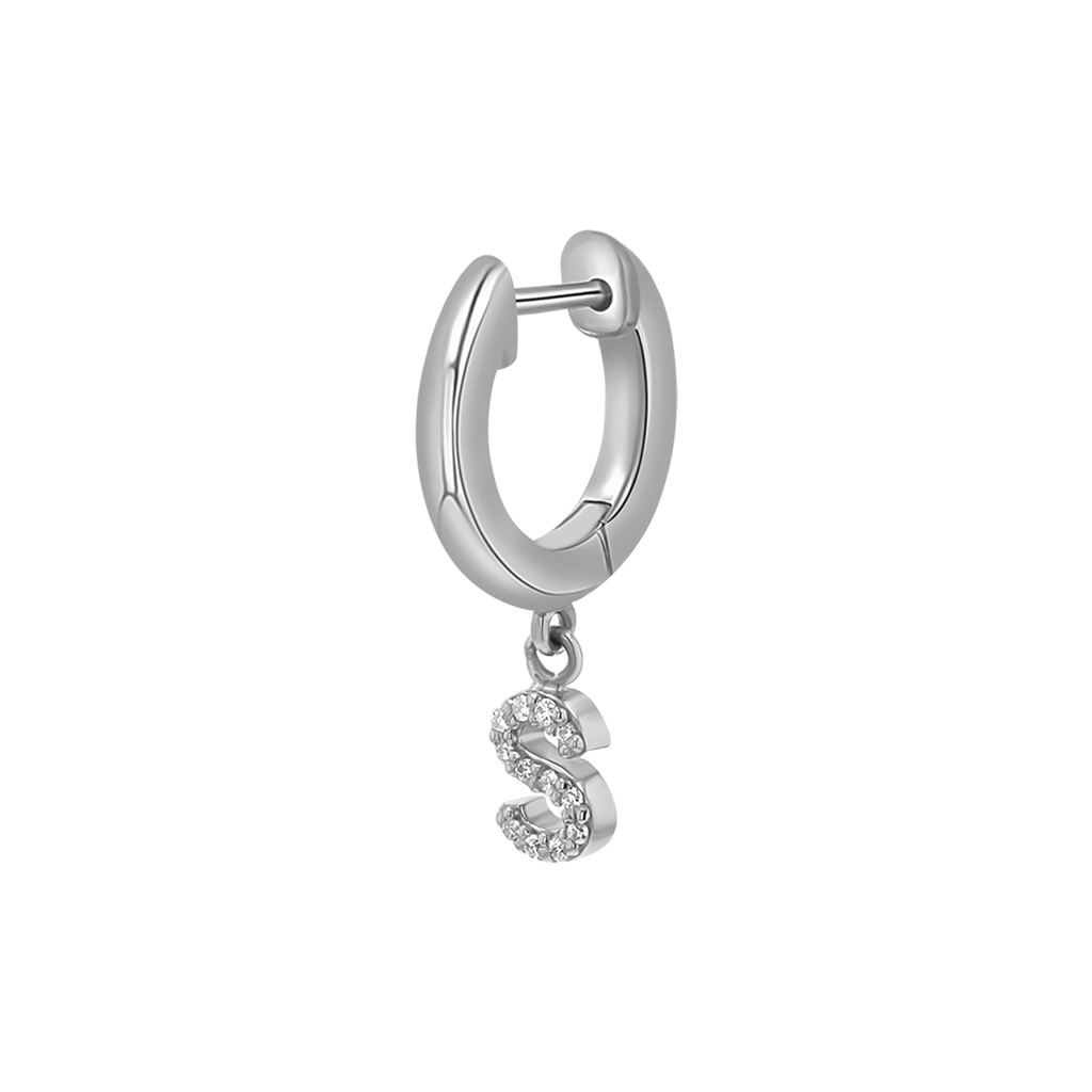 Diamond Initial Charm Drop Huggies H10683