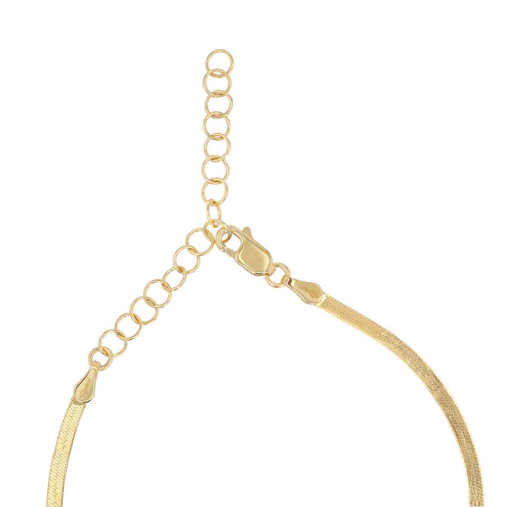 14K Gold Thin Herringbone Necklace 3mm G89022