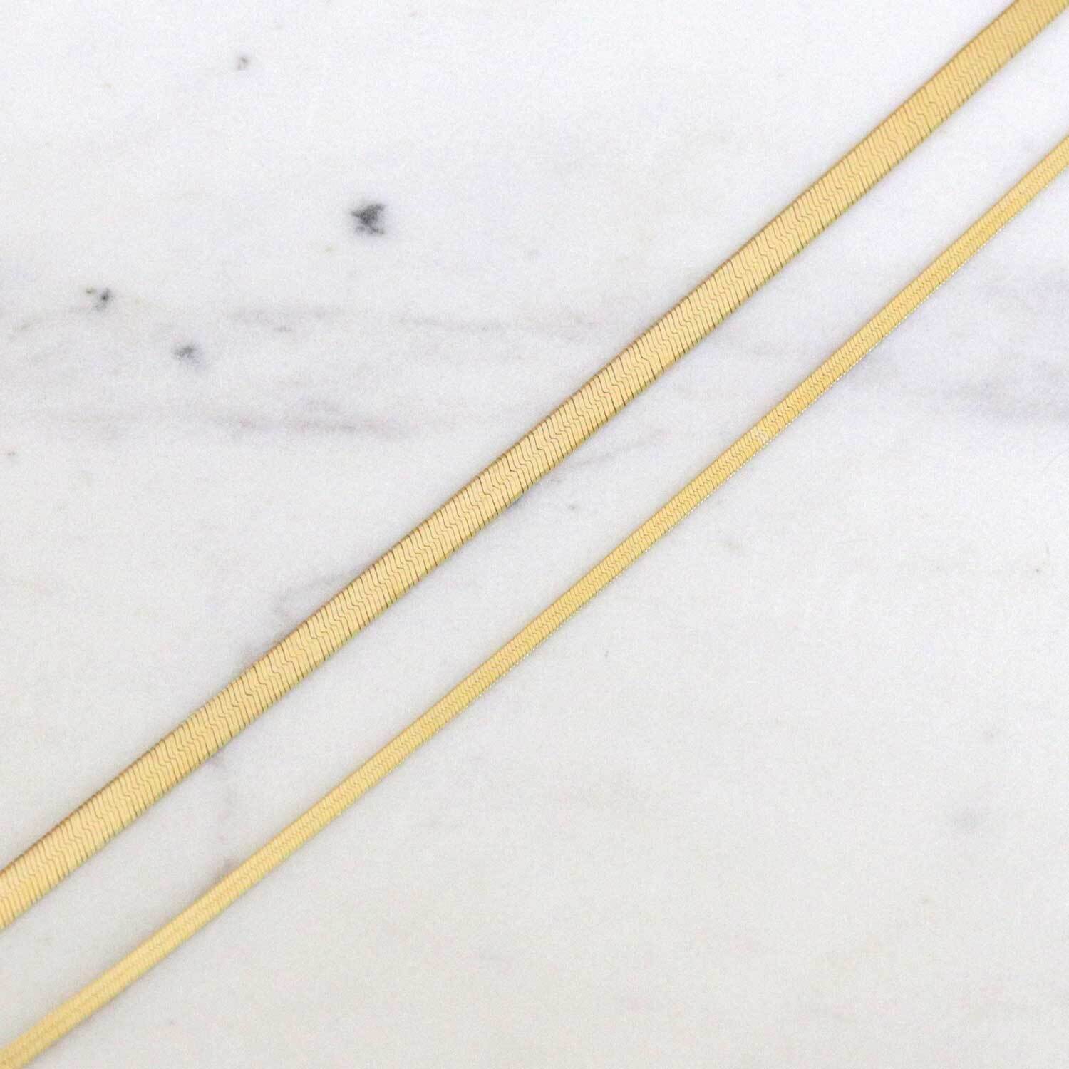 14K Gold Herringbone Necklace 4.5mm E355342