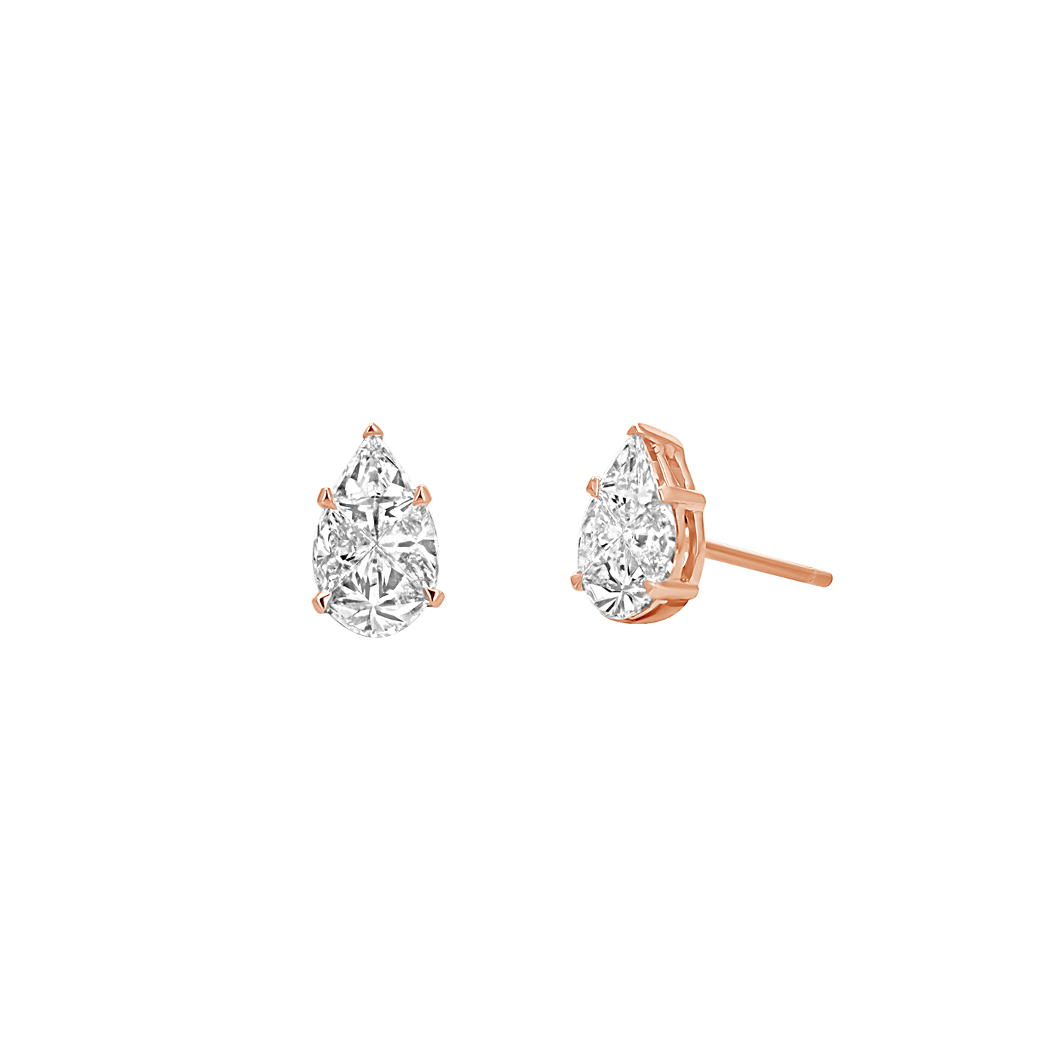 Pear Shape Illusion Set Diamond Stud Earrings X57334