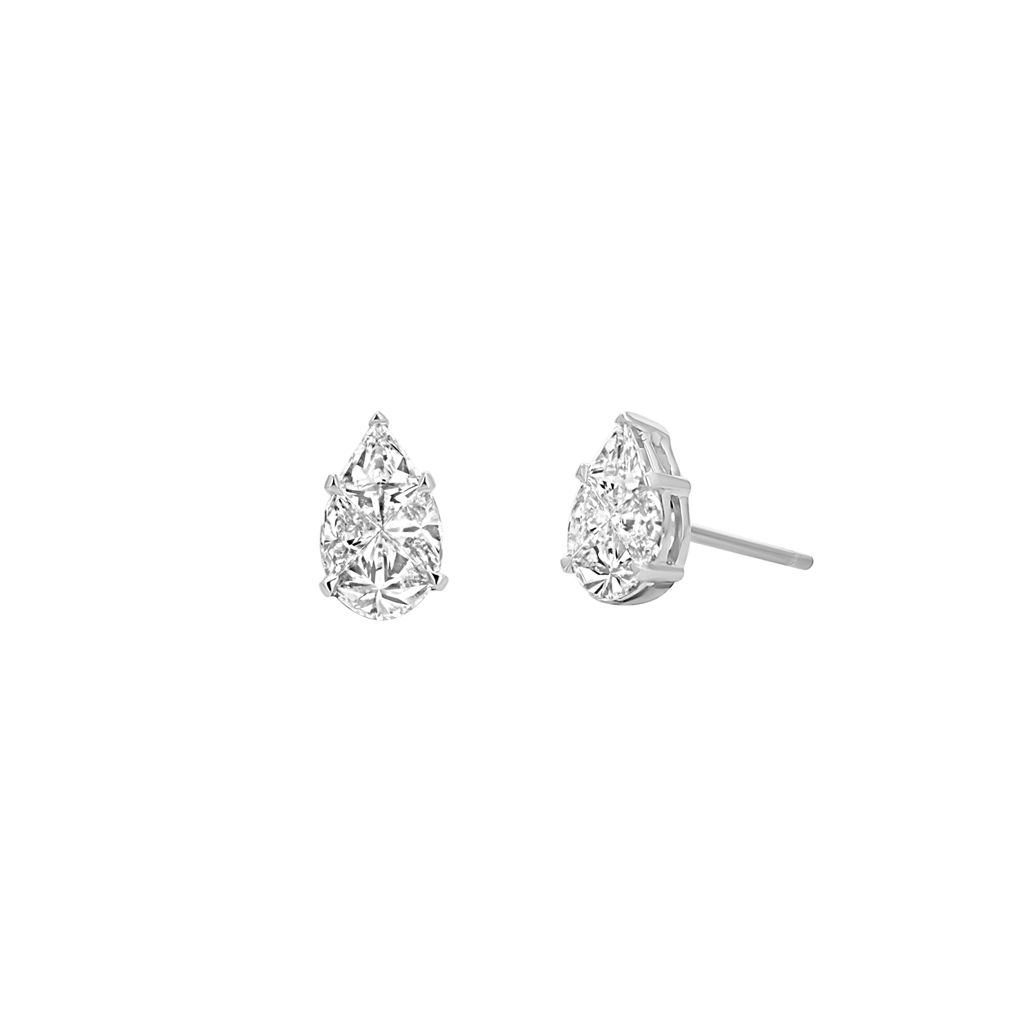 Pear Shape Illusion Set Diamond Stud Earrings X57334